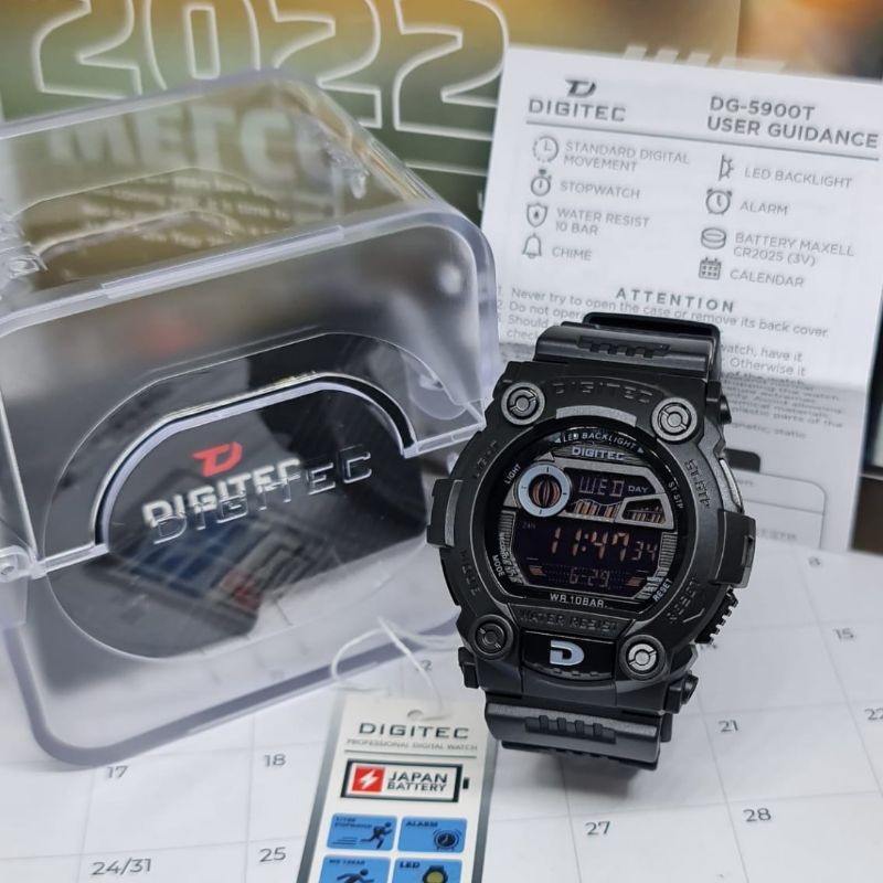 Jam Tangan Pria Digital DIGITEC DG-5900T Rubber Original