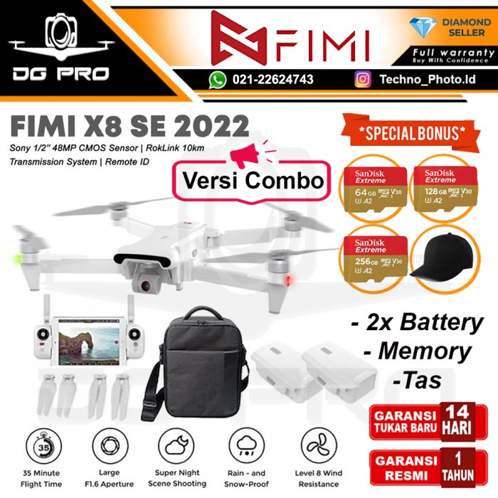 {adenastore} FIMI X8SE 2022 DRONE RC 10KM 48MP 4K 3-Axis Gimbal Camera GPS X8 SE - PAKET STANDARD CO