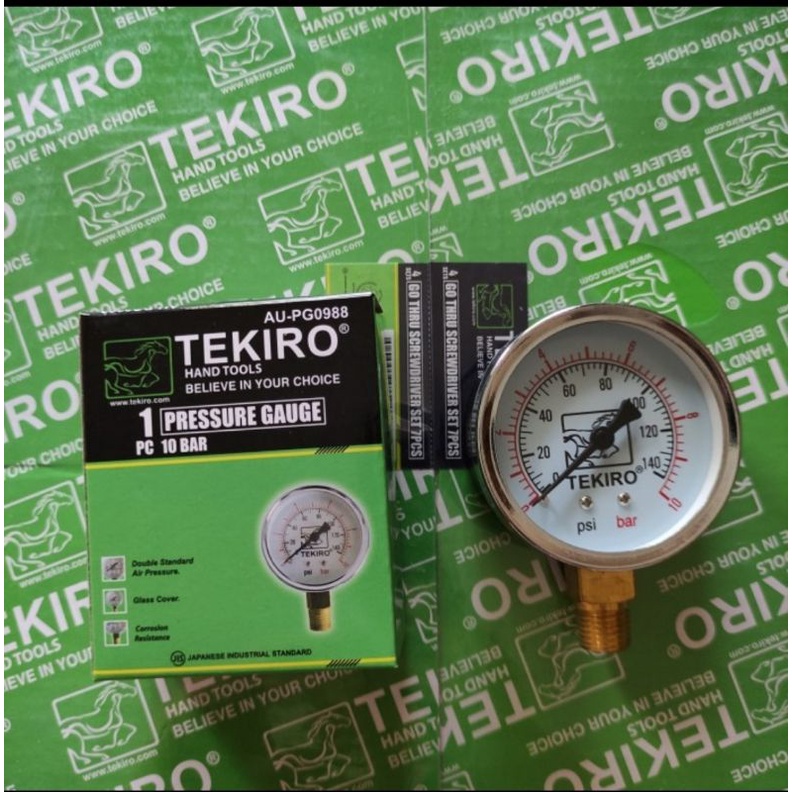 TEKIRO PRESSURE GAUGE 10 BAR PENGUKUR TAKANAN ANGIN 10 BAR MANOMETER