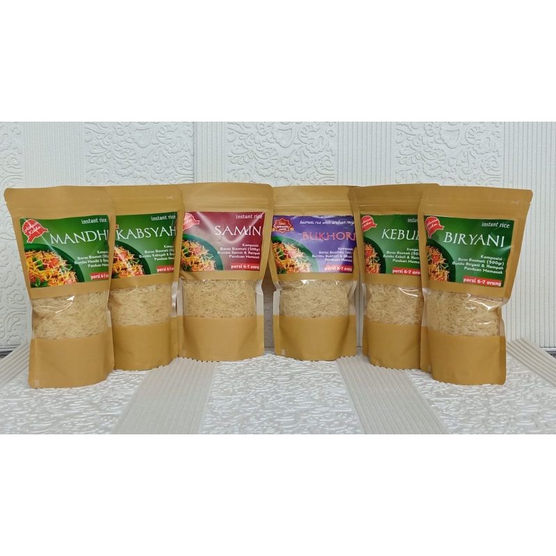

Beras Basmati + bumbu nasi samin, kebuli, briyani, mandhi, kabsyah