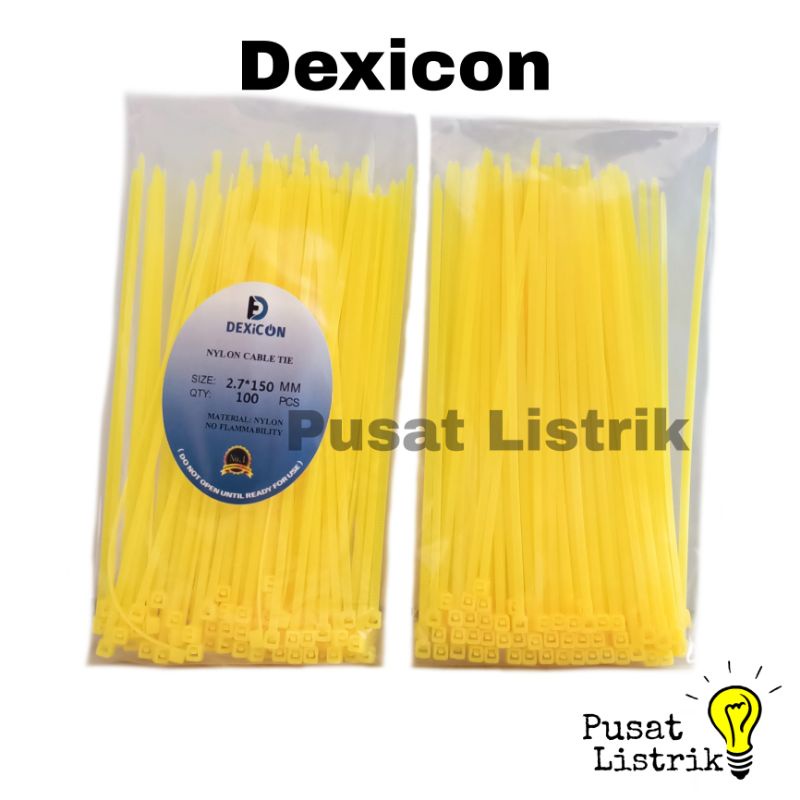 Kabel Ties 2,7x150mm Warna Kuning Dexicon Cable Ties 2.7x15cm Pengikat Kabel Warna Murah