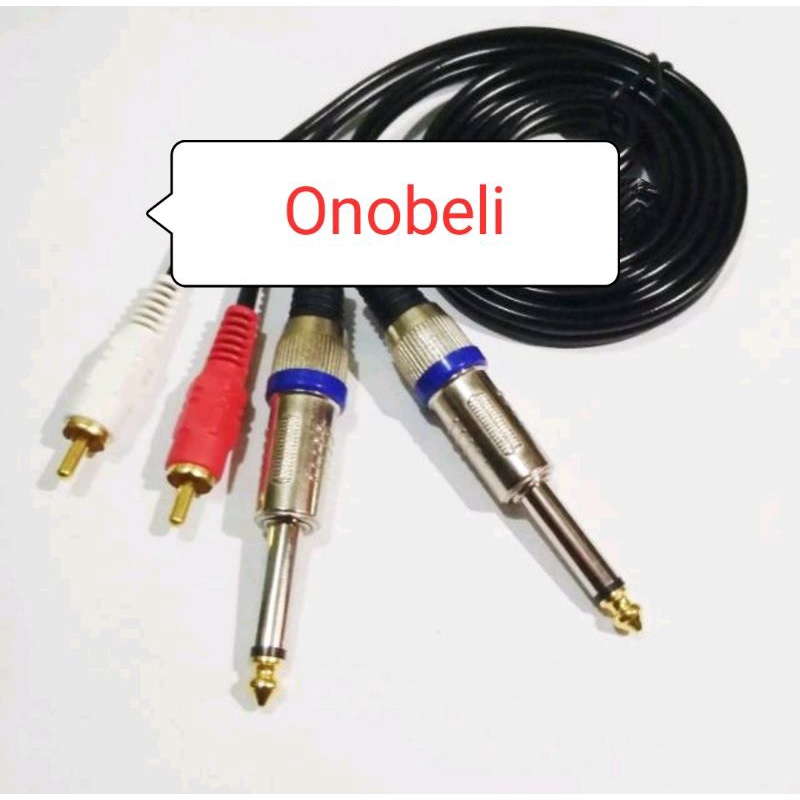 Kabel Audio Jack 2 TRS/Akai 6.5 Male To 2 Rca Gold Plate 3 Meter