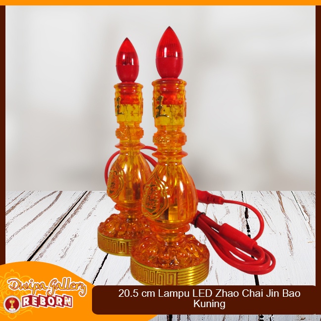 Lampu Sembahyang Altar Kuning LED Zhao Chai Jin Bao 20,5cm