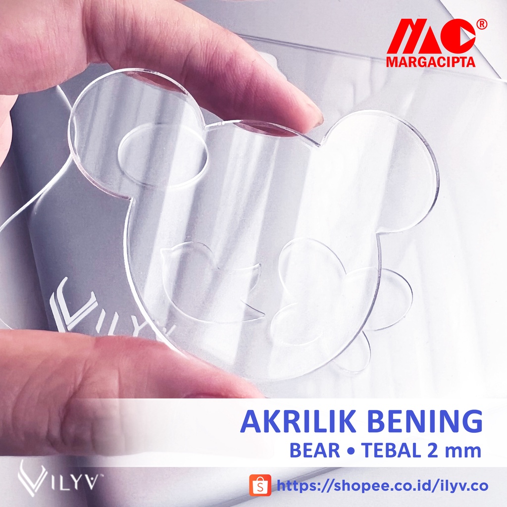 

Akrilik Bear Bening 2 mm Marga Cipta / Akrilik Potong Bentuk Beruang Laser Cutting / Bear acrylic Laser Cut
