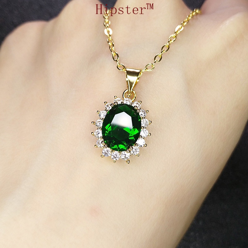 Classic Hot Sale Fashion and Fully-Jewelled Light Luxury Natural Emerald SUNFLOWER Pendant Necklace