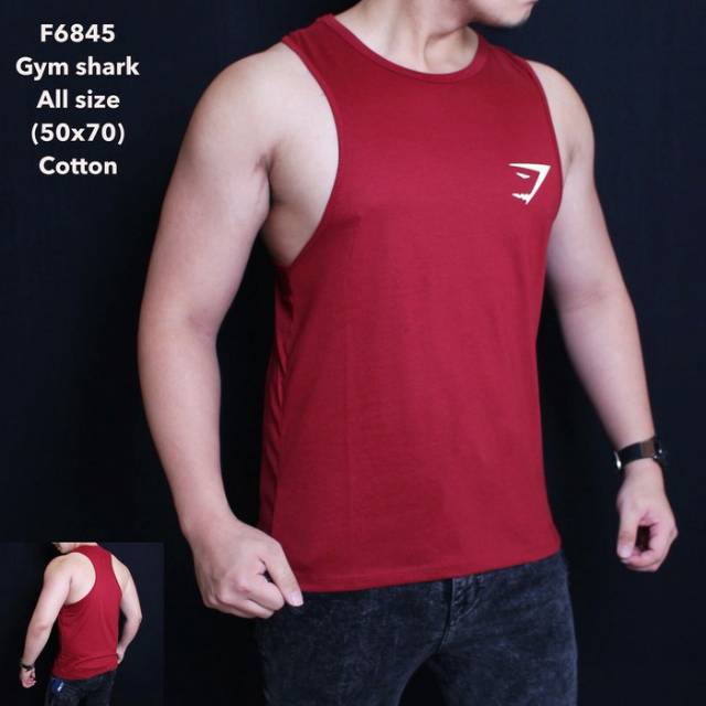 Singlet Fitness Gymshark Gym Shark Merah
