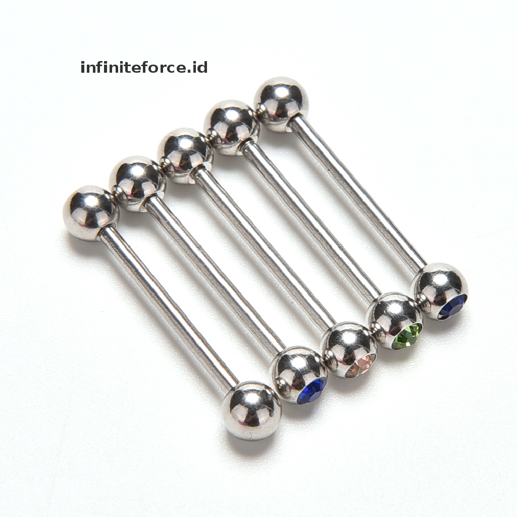 5pcs / Set Cincin Tindik Lidah Bentuk Barbell Bahan Stainless Steel