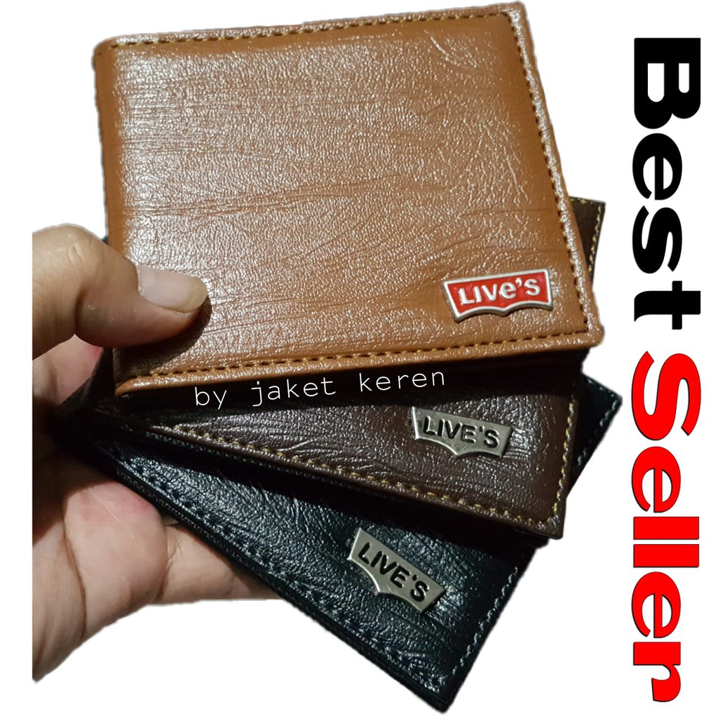 Dompet pria kulit serat kayu hitam/coklat/tan-3