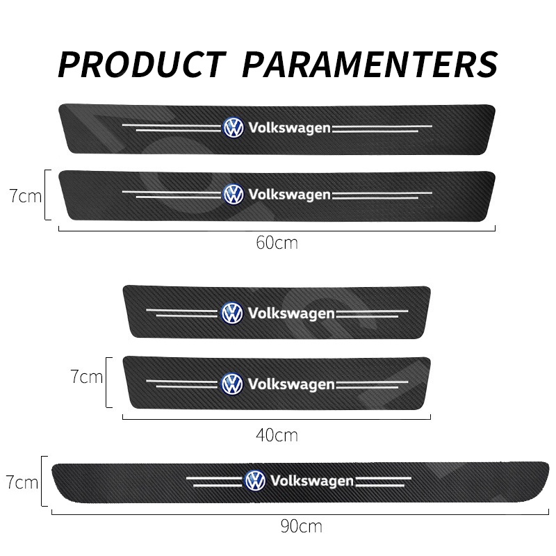 Volkswagen 9Pcs Stiker Pintu Mobil Carbon Fiber Sill Protection Auto Anti Gores Anti Slip Untuk Allspace Golf Scirocco Polo T-cross Tiguan