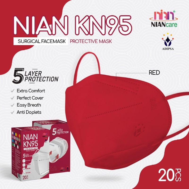 Masker Medis KN95 / Nian Care KN95 5 PLY isi 20 - RED