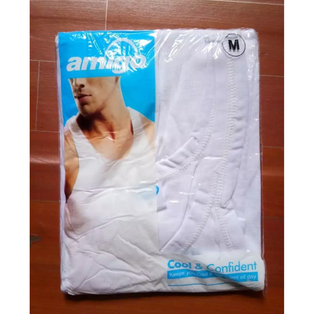 3 Pcs Singlet Amigo | Kaos Dalam Pria Dewasa Anak Remaja | Open | Laki Laki ABG Pakaian Underwear Grosir