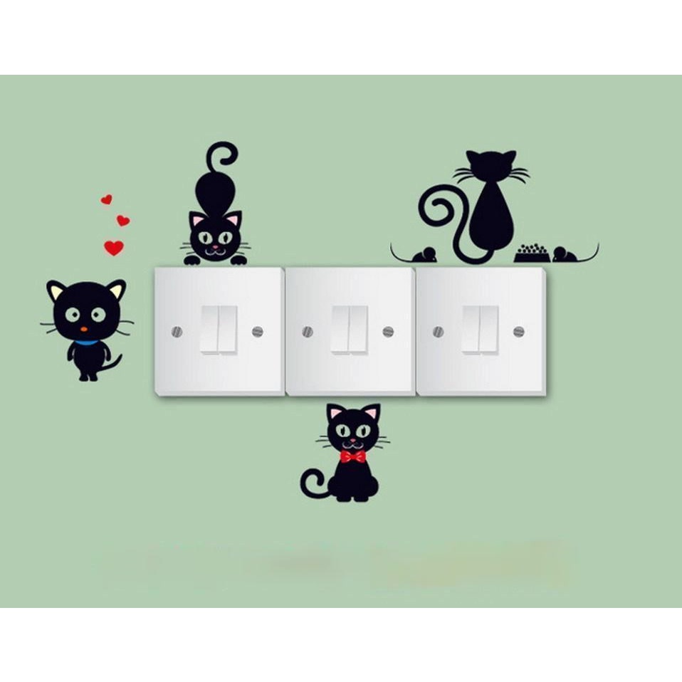 Stiker Dinding Dapur Kamar Anak Wall Sticker Sakelar Saklar Kamar Mandi Wallpaper Wolpeper walpaper Motif Kucing Termurah