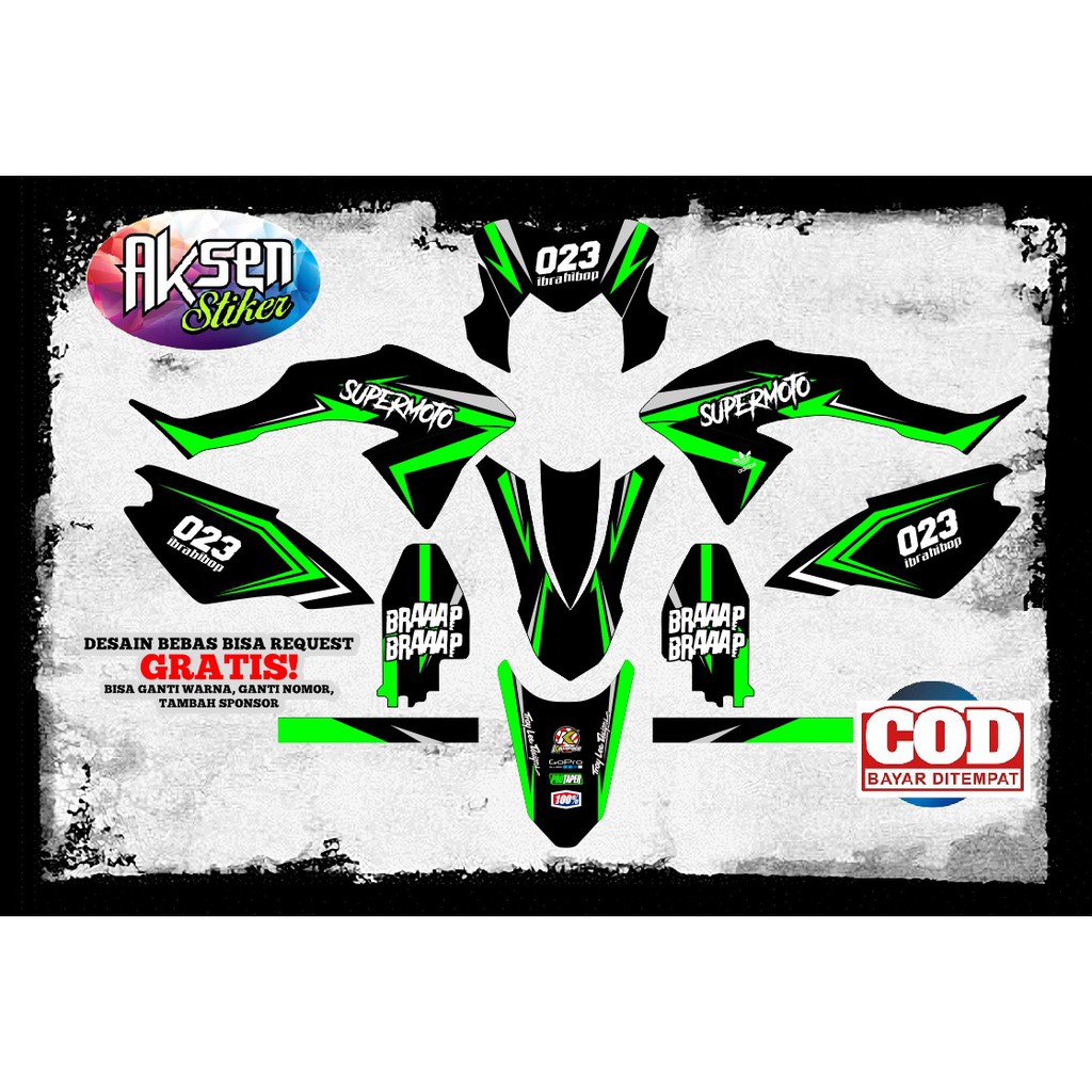 Sticker KLX BF Decal Motor KLX Stiker Full Body Bisa Custom Nama Keren