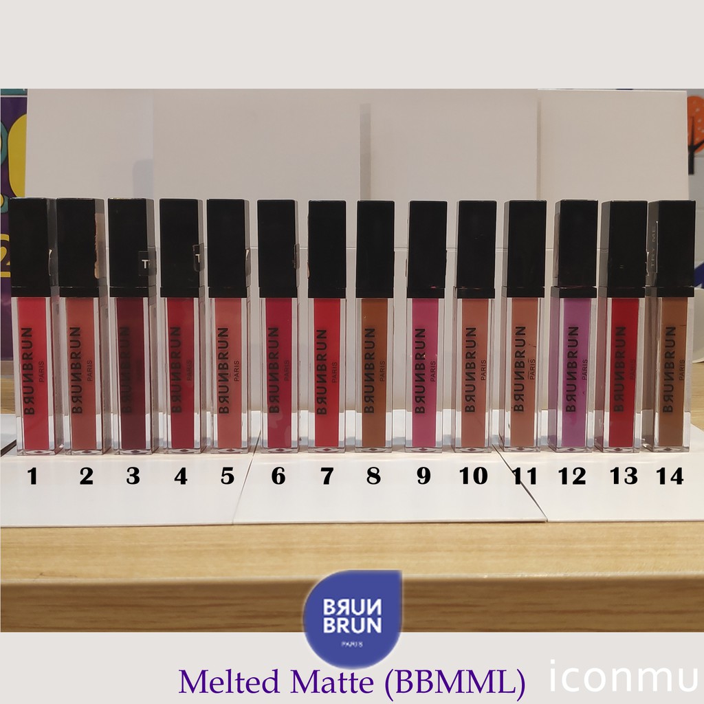 BrunBrun Paris Melted Matte Lip Color - Cassis / Sarafine / Ashton / Red Superior / American Doll / Carina / Stripped / Craft / Aria / Eureka / Fantasia / Mocha Loca  - BBMML