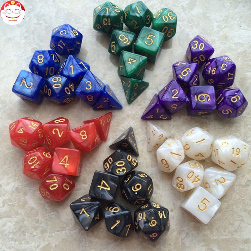 7 Pcs / Set Dadu Polihedral Warna-Warni Dengan Angka Untuk Bermain Peran