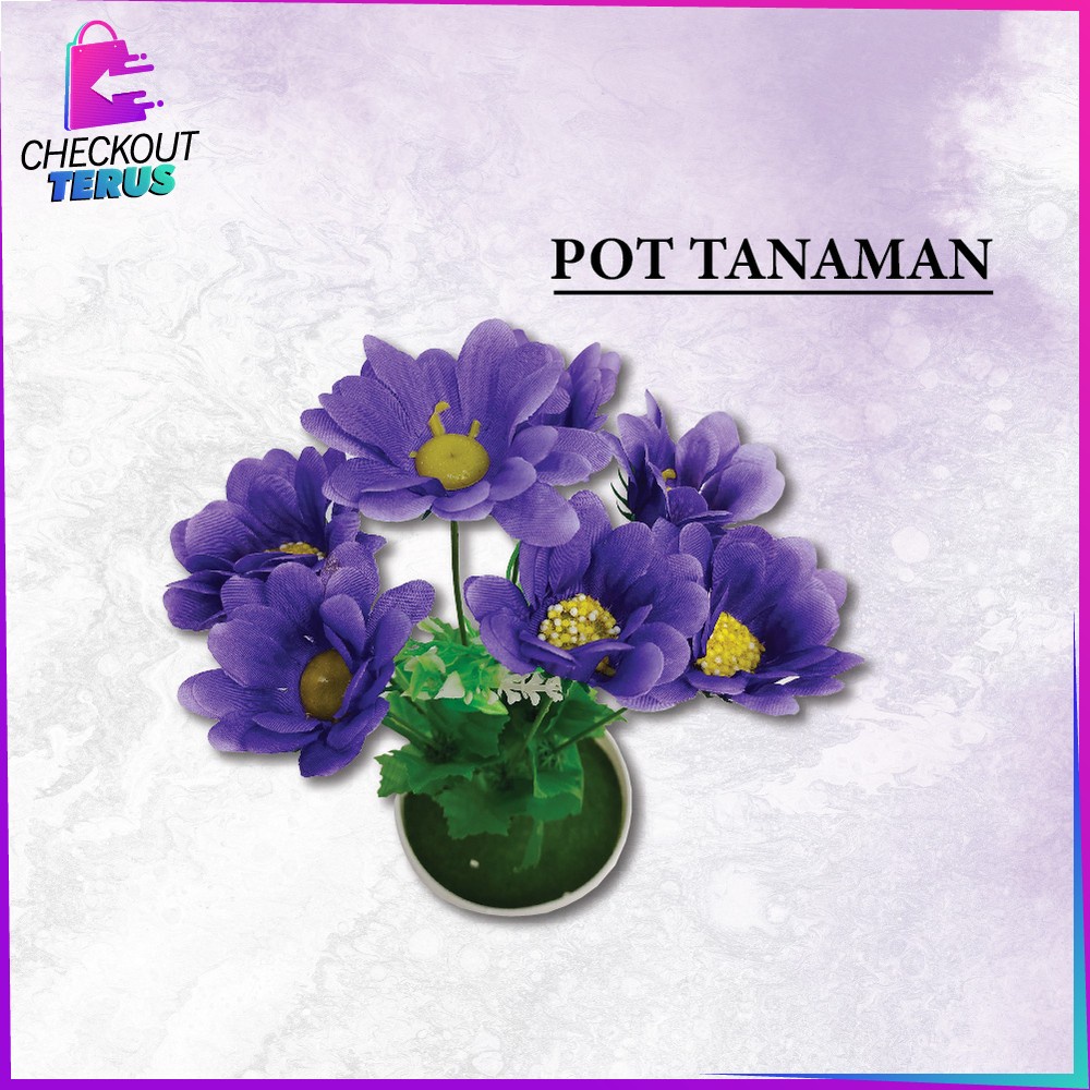 CT C551 C555 Ornamen Pot Bunga Hias Tanaman Bunga Dekorasi Rumah Bunga Hias Plastik Tanaman Artificial Daun