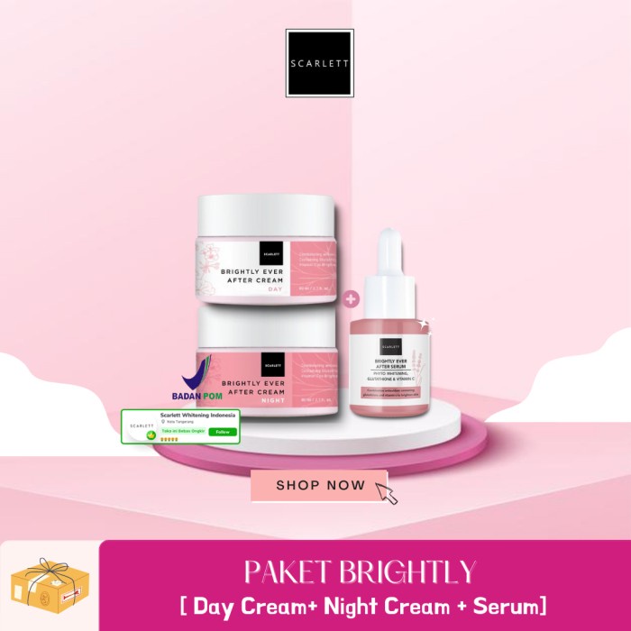Scarlett whitening brightly / Scarlett brightly / Serum brightly / Serum scarlett / Cream wajah scar