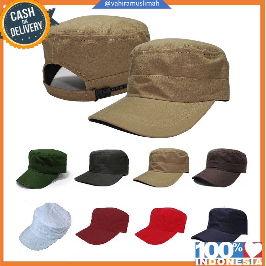 TOPI KOMANDO POLOS PRIA WANITA KONVEKSI ARMY MILITER HITAM