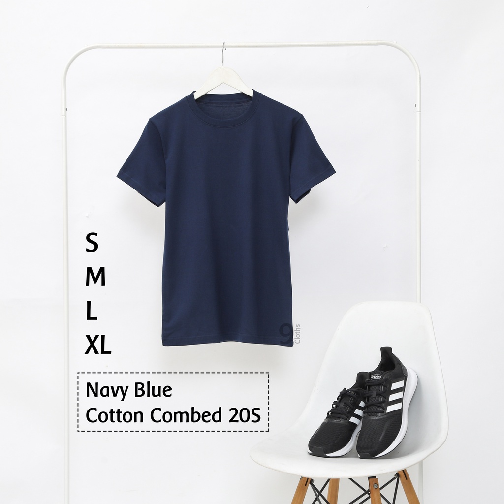 KAOS POLOS LENGAN PENDEK UNISEX COTTON COMBED 20S PREMIUM T-SHIRT-NAVY BLUE