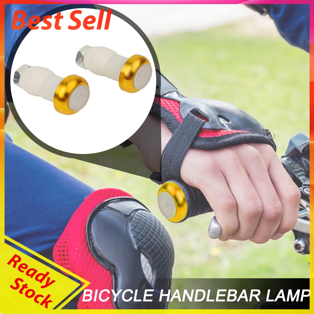 1 Pair Bicycle Handlebar Light LED Bar End Plugs Safety Warning Signal Lamp