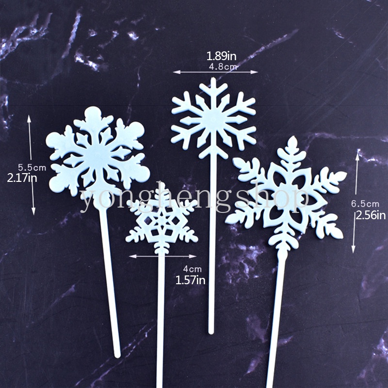 4pcs / set Topper Kue Desain Snowflake Untuk Dekorasi Pesta Pernikahan