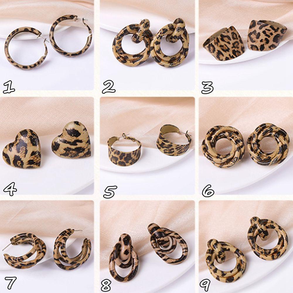 Preva Anting Leopard Anting Trendi Bentuk Hati Perhiasan Menjuntai Stud