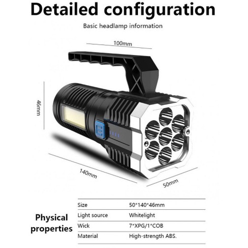 Seven LED Senter High Power LED Flashlight 7 LED USB Charge Portable SE175