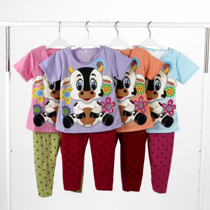 Setelan legging anak motif girl