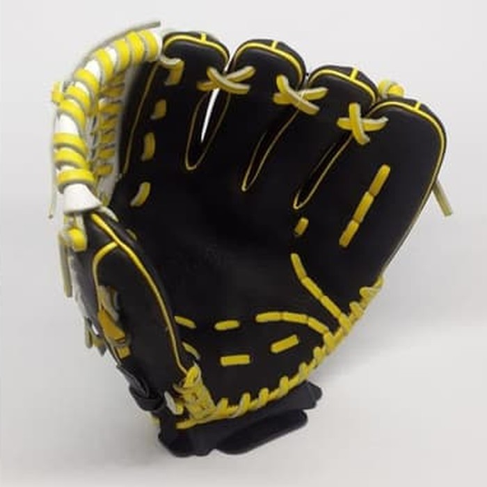 Glove Baseball Softball All Leather IKJ 11,5 inch Black white yellow
