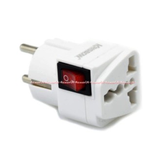 Krisbow Steker Stop Kontak Adaptor Dengan Tombol Switch Colokan Kaki 3 Putih White