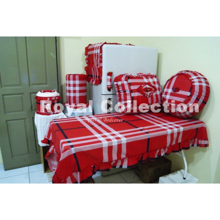 Taplak Meja Makan - Kitchenset / Set Taplak Meja Makan / Homeset Burberry Supernova Merah