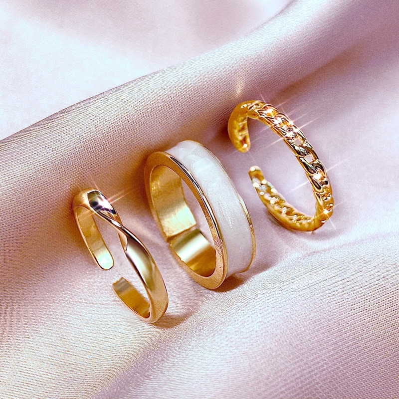 3Pcs/Set plain ring alloy women ring classic jewelry accessories