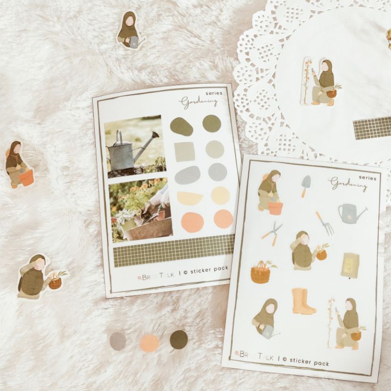 

Sticker Aesthetic Hijau / Sticker Hijab / Sticker Muslimah Faceless / BuJo Journaling Scrapbook