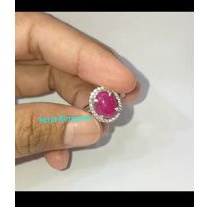 Cincin wanita batu merah ruby ikat perak 925