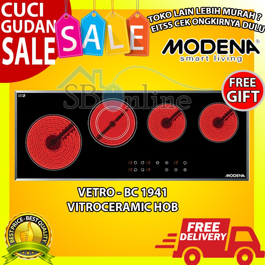 Modena BC 1941 Vitroceramic Hob Atau Kompor Elektrik Tanam 4 Tungku