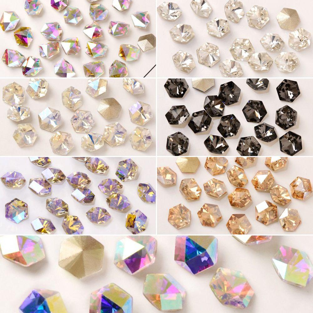 Mxbeauty Nail Art Rhinestones Warna-Warni Mengkilap Menunjuk Kembali Glitter Permata DIY Craft Nail Charms