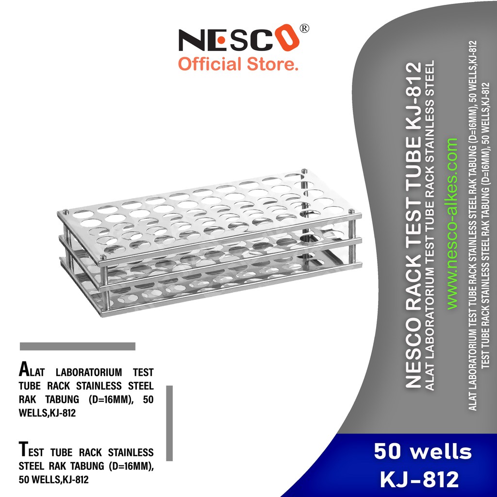 Nesco, Rack For Test Tube Stainless (d=16-18mm), 40-50 wells, - FM, BEST SELLER