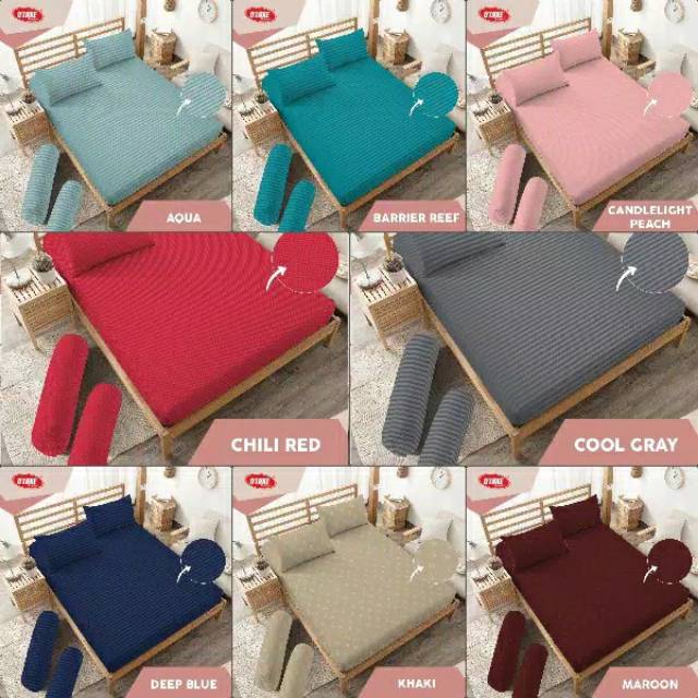 SPREI POLOS 160 × 200 , 180 x 200 KINTAKUN DELUXE AQUA/BARRIER  REEF/CANDLELIFHT PEACH/COOLGRAY/DEEP