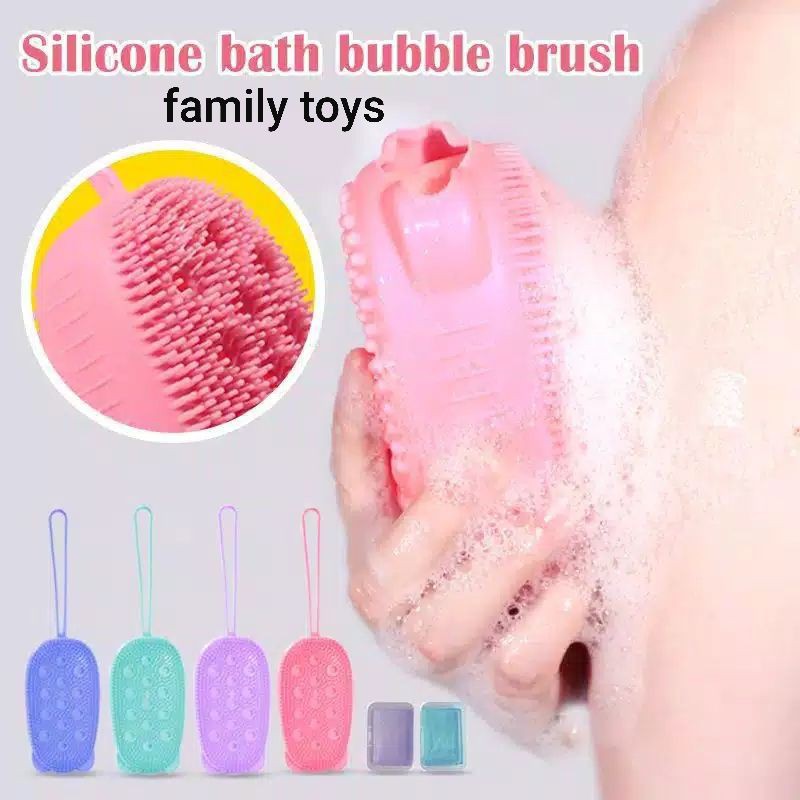 family games Bubble bath sikat badan Busa Mandi Silikon Lembut Menggosok Pijat Gelembung anak