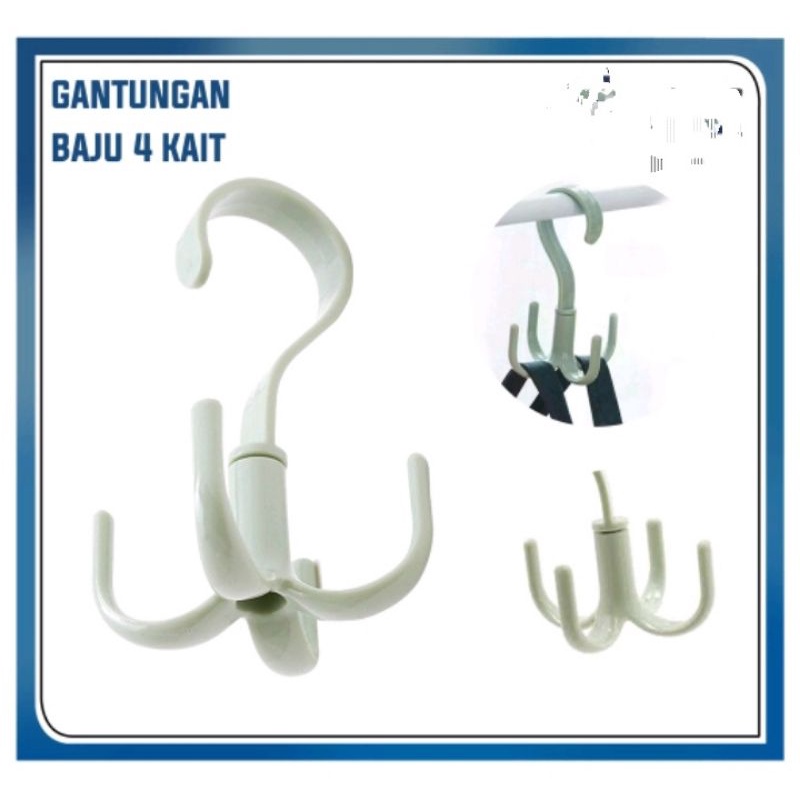 Gantungan Serbaguna/Gantungan Kuat 4 kait Berputar 360 derajat  Gantungan Baju/tas /sepatu  dll