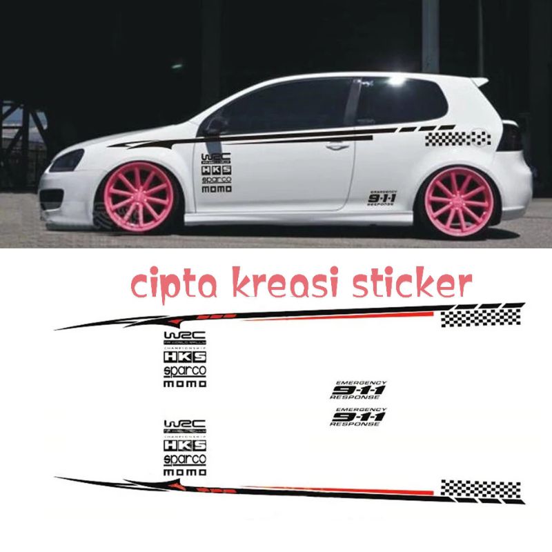 terbaru stiker stiker cutting variasi list samping sponsor mobil Datsun Honda jazz Ayla Agya calya S