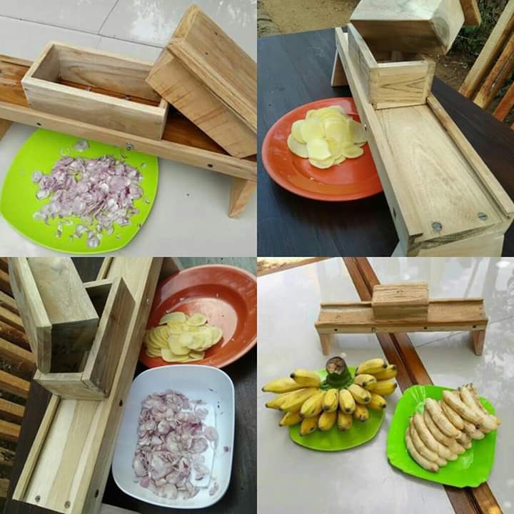HJK Alat Irisan Bawang Kayu Jati Asli Pengiris Serbaguna