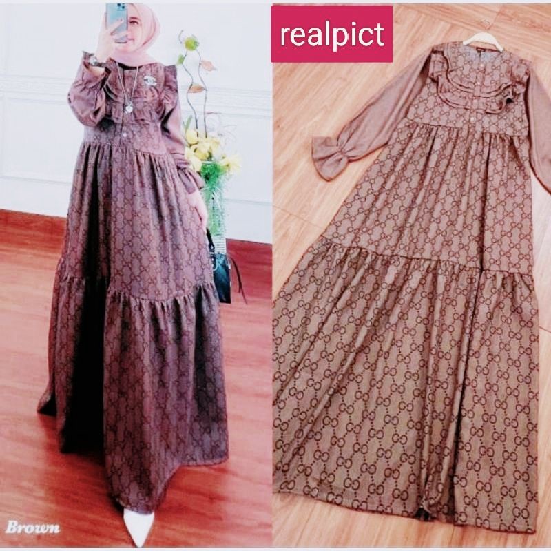 LONGDRESS MOTIF GUCCI || LONGDRESS RAYON MOTIF GUCCI || LONGDRES RAYON MOTIF GUCCI BAHAN RAYON PREMIUM BEST SELLER