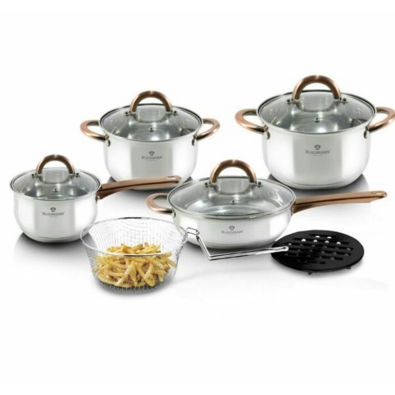 Promo Blauman SS Jumbo Cookware set / Panci Blaumann / Swiden Red diamond/ Panci Stenlis