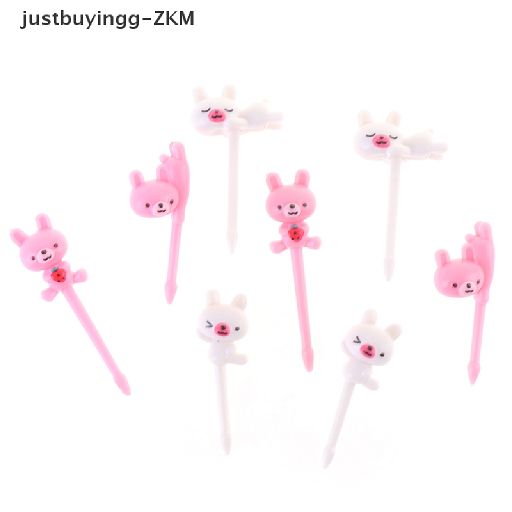 [justbuyingg] 8Pcs Mini Cute Bear Animal Fruit Fork Cartoon Snack Cake Dessert Food Toothpick [zkm]