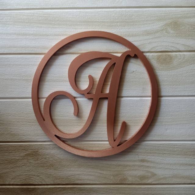 Huruf Inisial Kayu + Lingkaran Wedding Tunangan Dekorasi Dinding