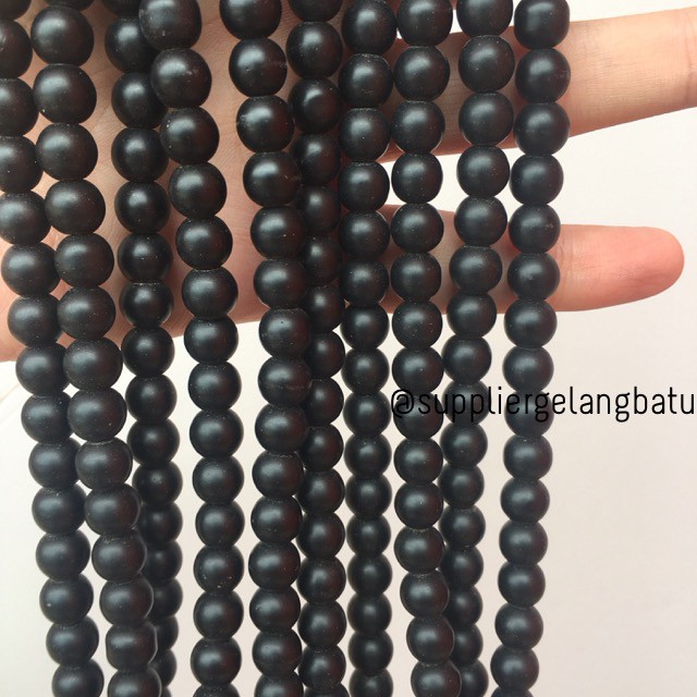 renceng batu alam blackstone doff natural 8mm bahan gelang kalung cina