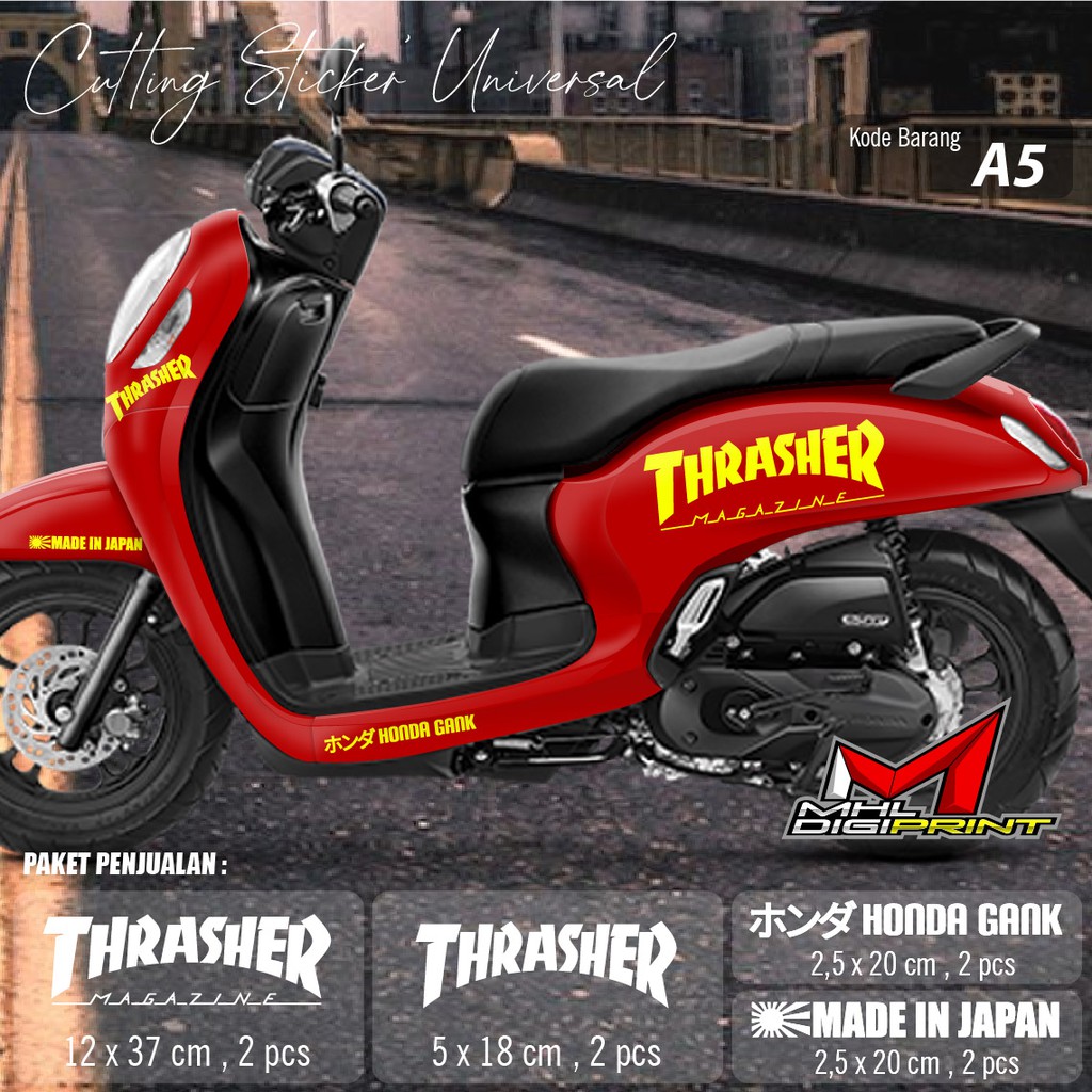 CUTTING STIKER THRASHER - STRIPING THRASHER - SEMUA TIPE SCOOPY dan GENIO - A5 COD/BAYAR DITEMPAT