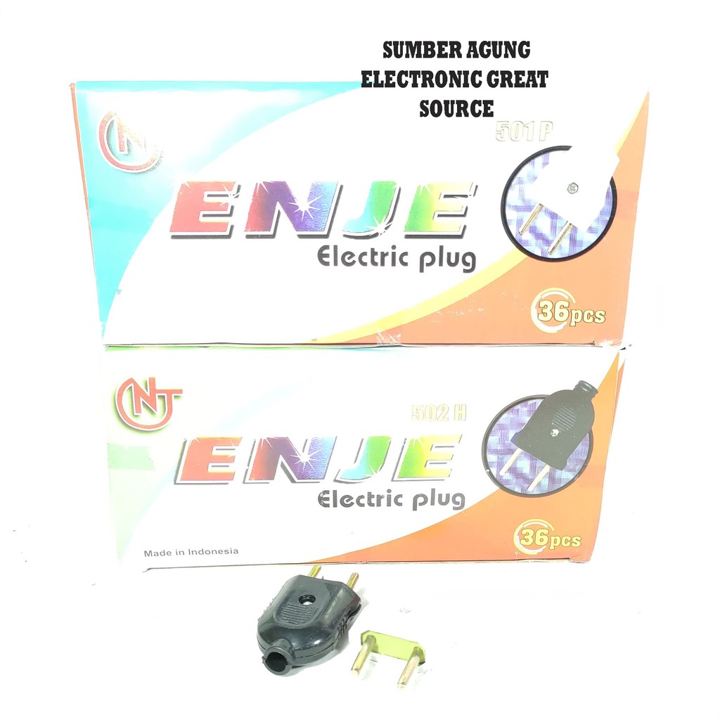 Steker Gepeng ENJE 502H Electric Plug NJ Colokan Mini Hitam Putih 502
