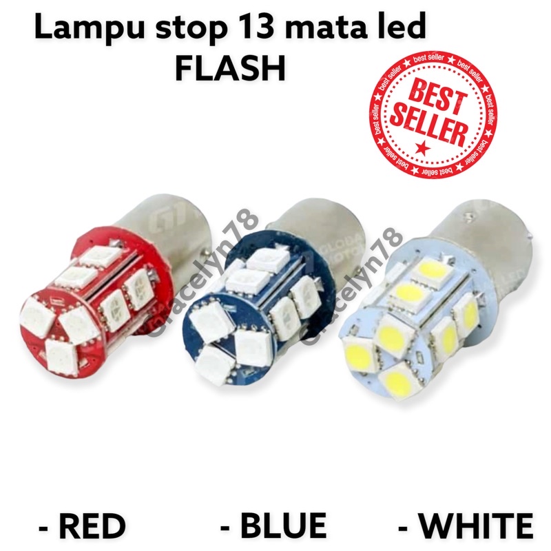 lampu stop motor 13 mata led flash kedap kedip